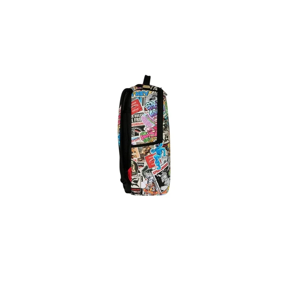 Sprayground Life's a Movie Backpack Multi Color Punk Sticker Shark Bag Limited